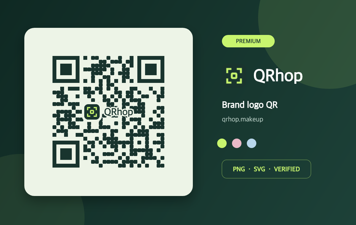 Premium QRhop website QR mockup with only the QRhop logo and wordmark in the center
